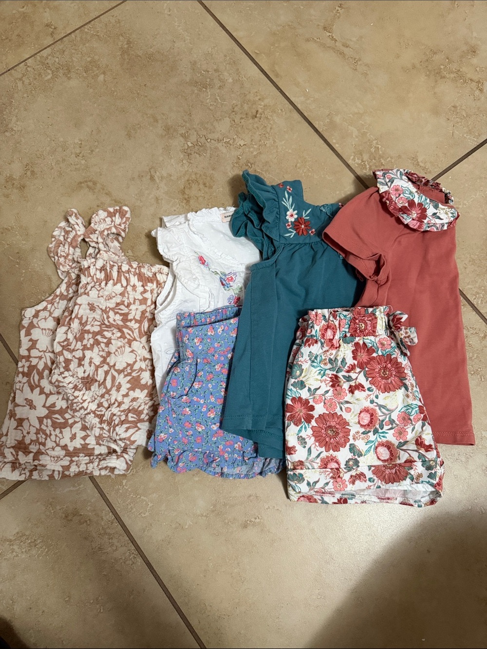 Kids Matching Sets - Floral & Solid Tops with Shorts (Pink, Teal, White, Blue)